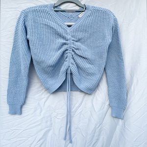 Sincerely Jules Knitted Blue Scrunch Front Sweater